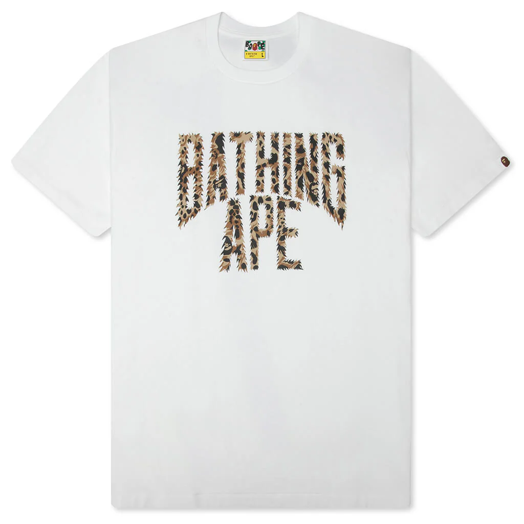 Wild Leopard Pattern NYC Logo Tee - White/Beige