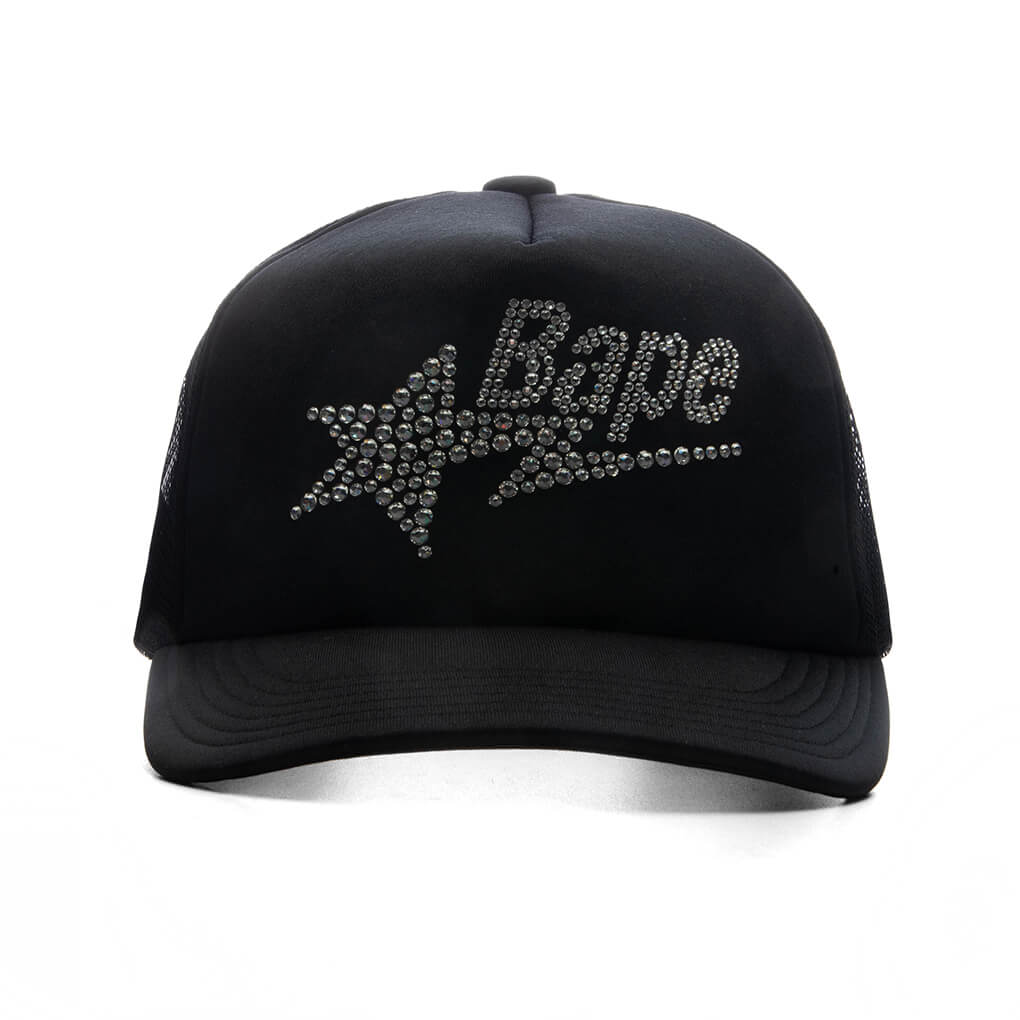 Women's Crystal Stone Bape STA Logo Mesh Cap - Black