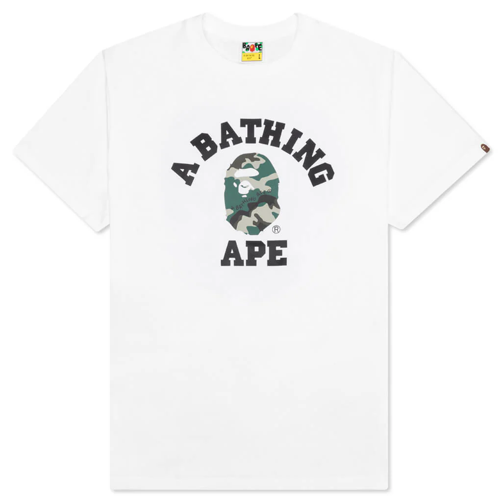 Woodland Camo College Tee - White