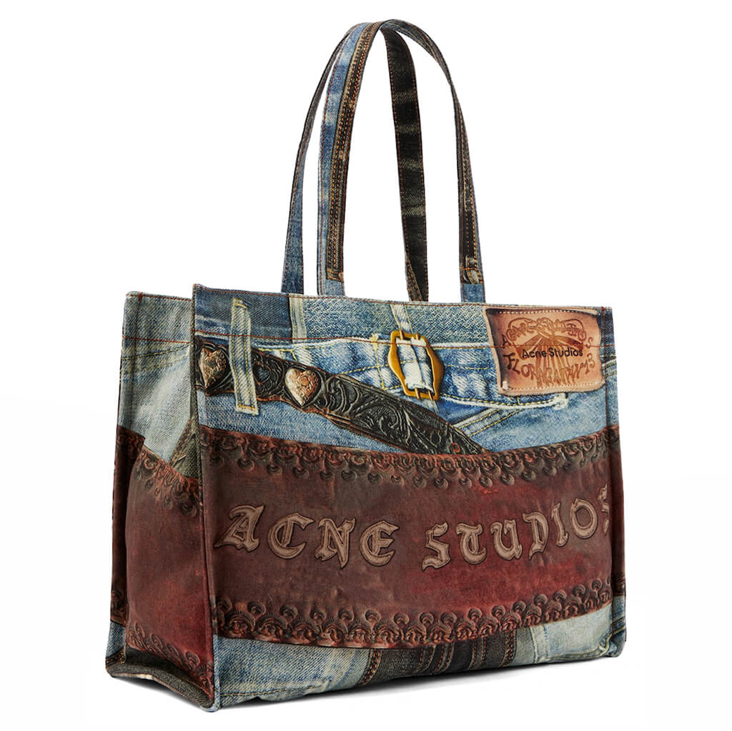 Logo Shoulder Trompe-l’oeil Tote Bag - Blue/Black - Image 2