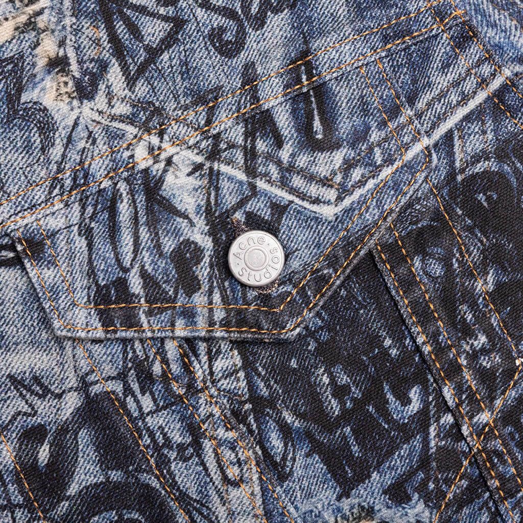 Scribble Denim Jacket - Mid Blue - Image 5