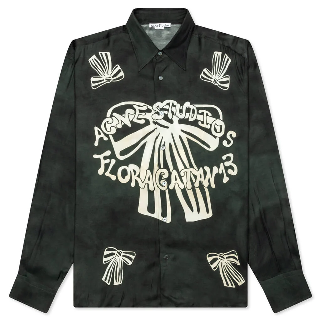 Floragatan Button Up Shirt - Black/White