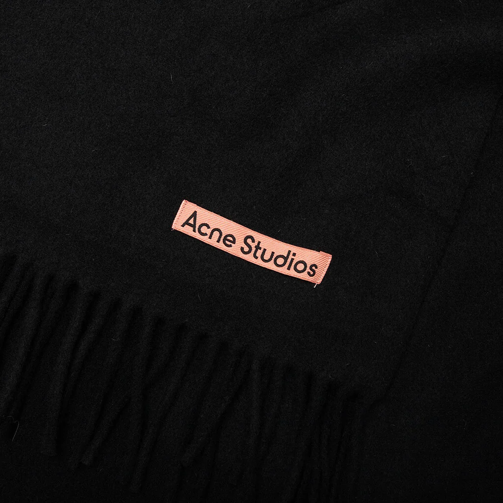 Fringe Wool Scarf - Black - Image 2