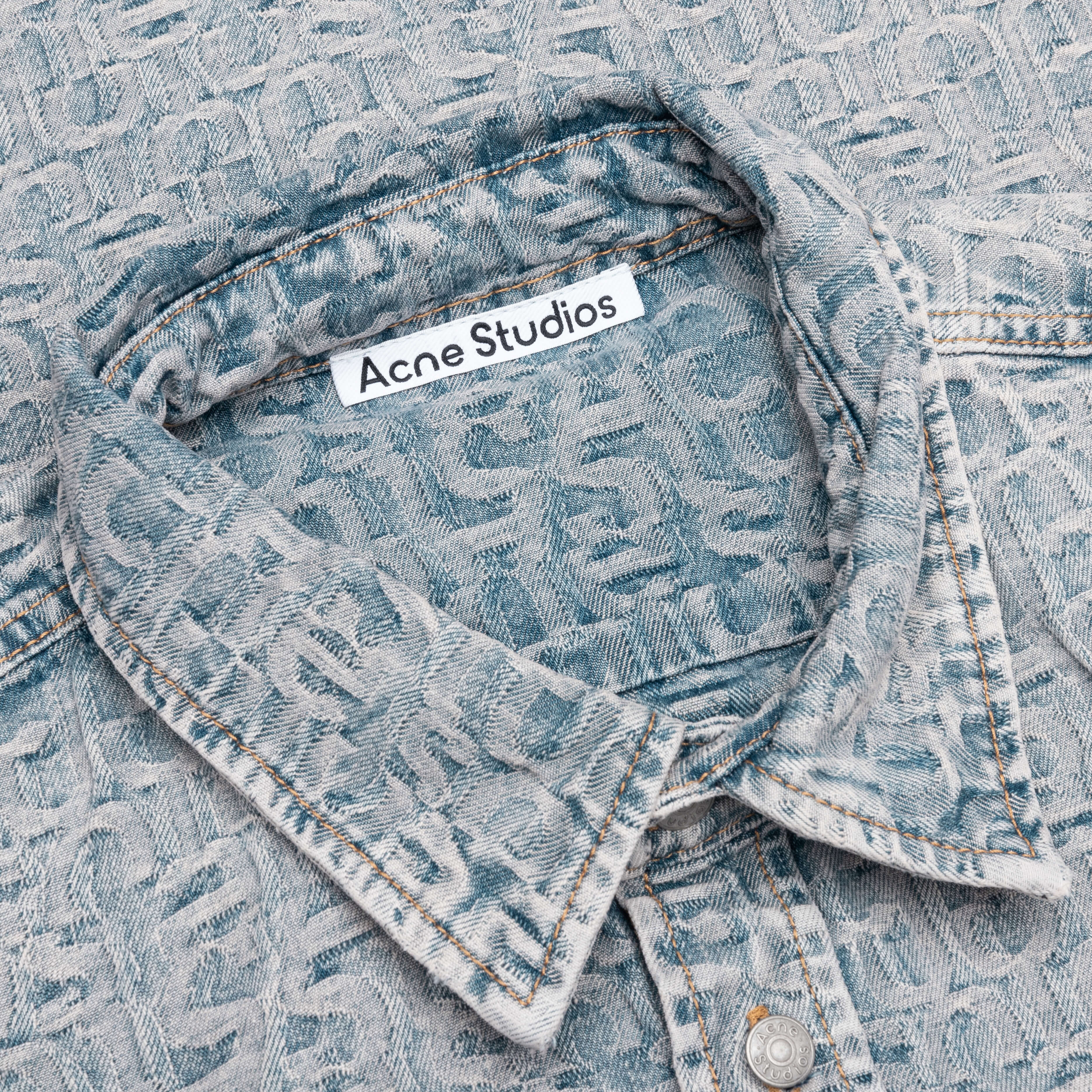 Relaxed Fit Denim Shirt - Blue/Beige - Image 3