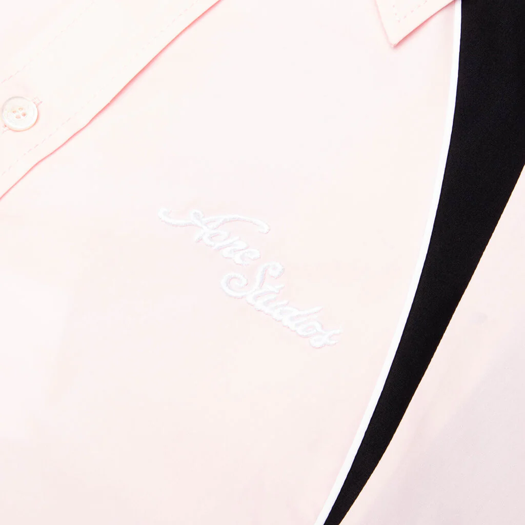 Embroidered Logo Button-Up Shirt - Baby Pink - Image 3