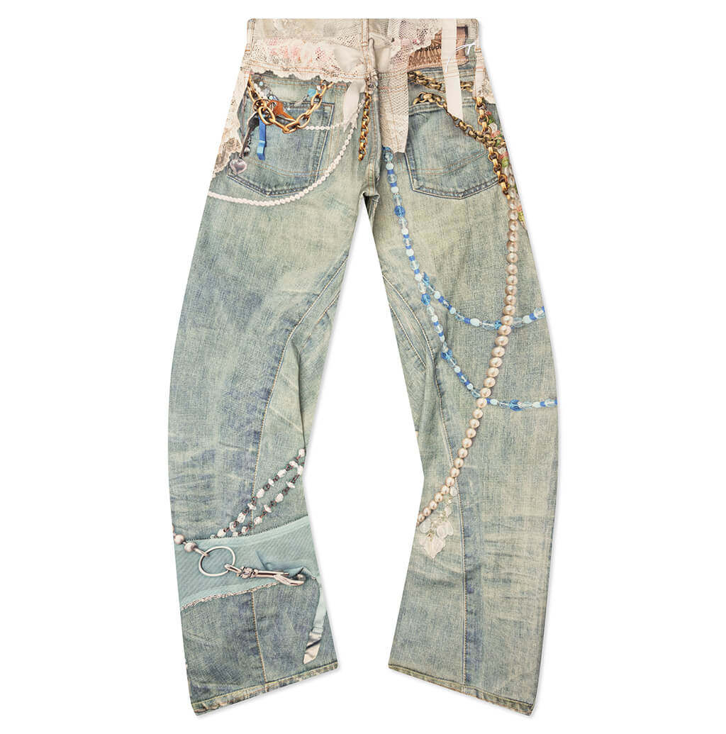 1981 Loose Fit Trompe-l’oeil Print Denim - White/Green - Image 2