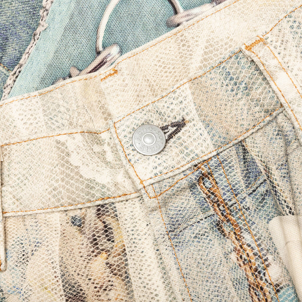 1981 Loose Fit Trompe-l’oeil Print Denim - White/Green - Image 3