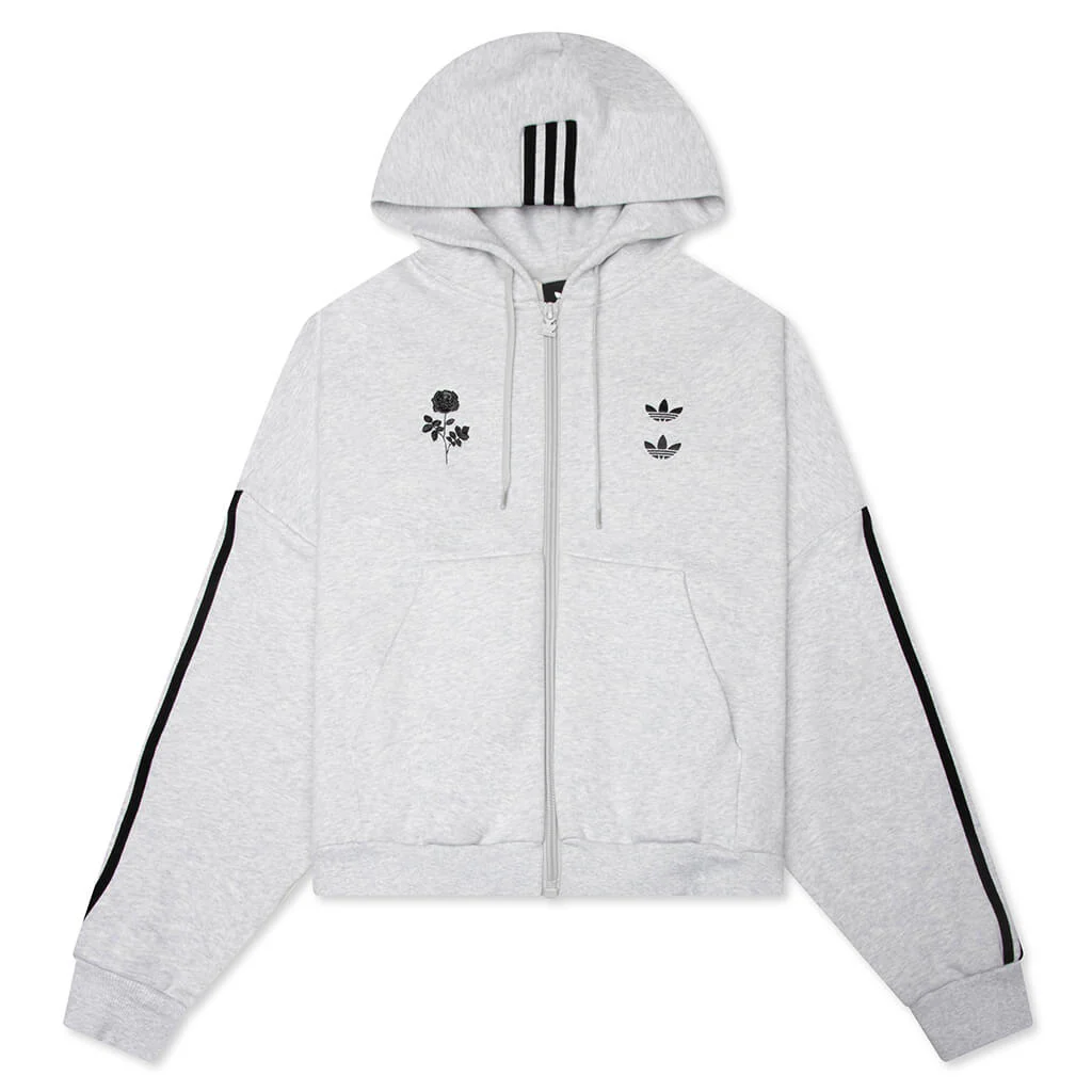Adidas Originals x Willy Chavarria Full Zip Logo Hoodie - Light Grey Heather