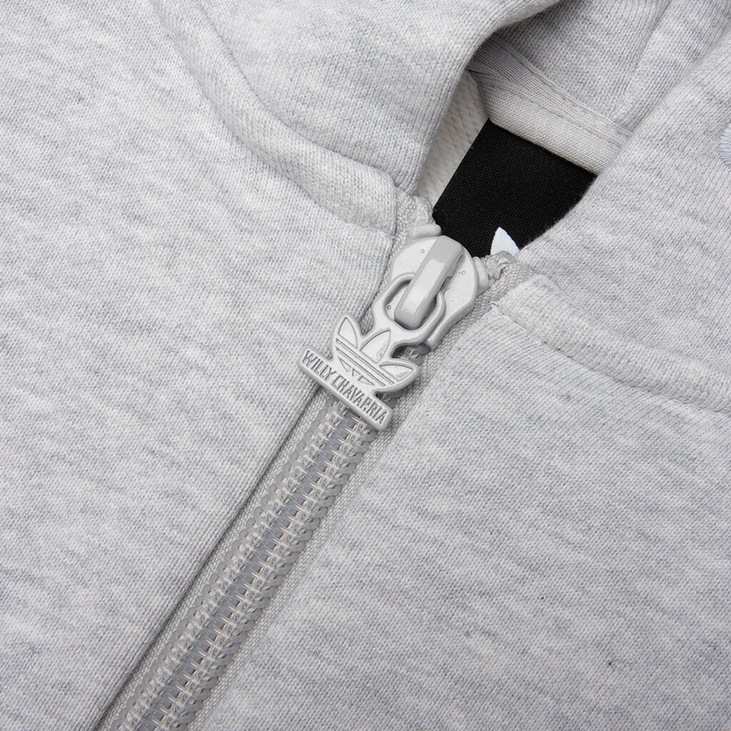 Adidas Originals x Willy Chavarria Full Zip Logo Hoodie - Light Grey Heather - Image 3