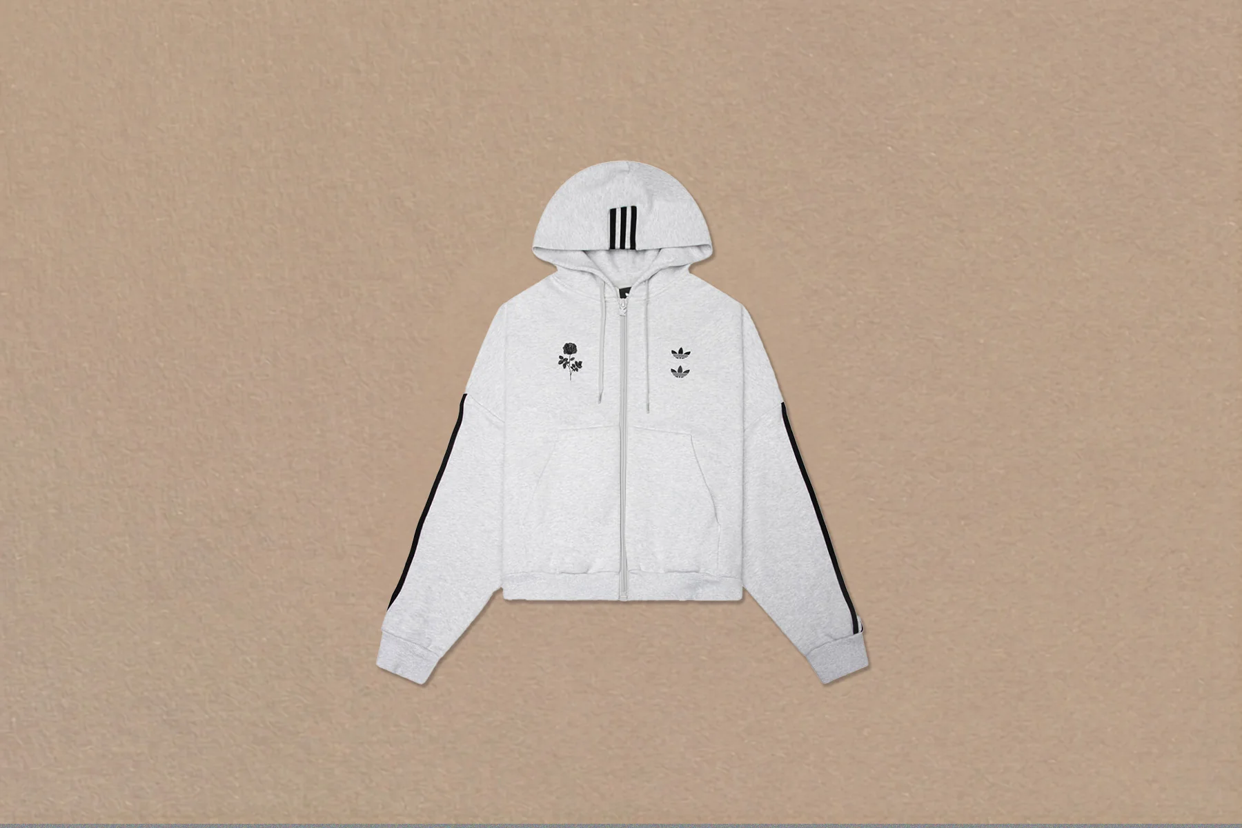 Adidas Originals x Willy Chavarria Full Zip Logo Hoodie - Light Grey Heather - Image 8