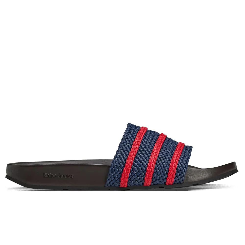 Adidas Originals x Wales Bonner Adilette - Night Indigo/Better Scarlet/Dark Brown