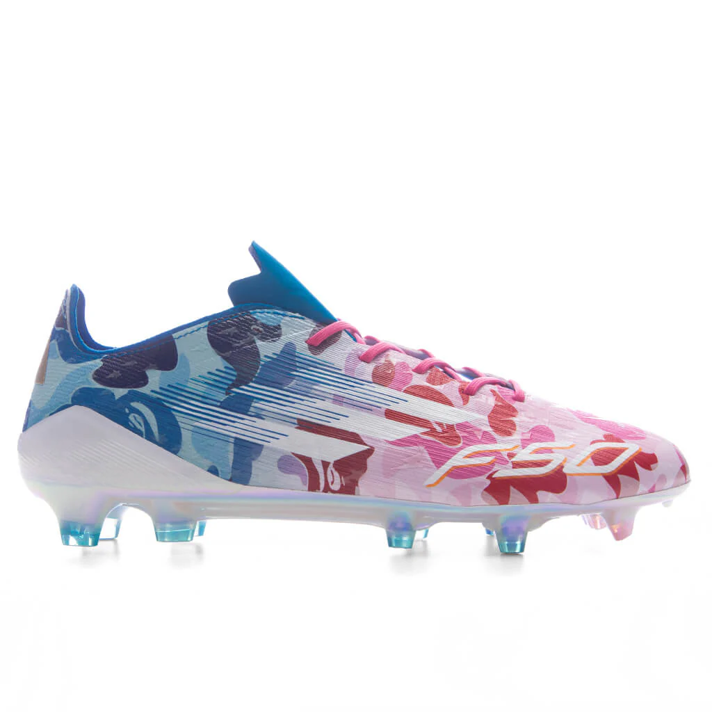 Adidas x BAPE F50 Elite Firm Ground Cleats - Clear Pink/Cloud White/Icey Blue
