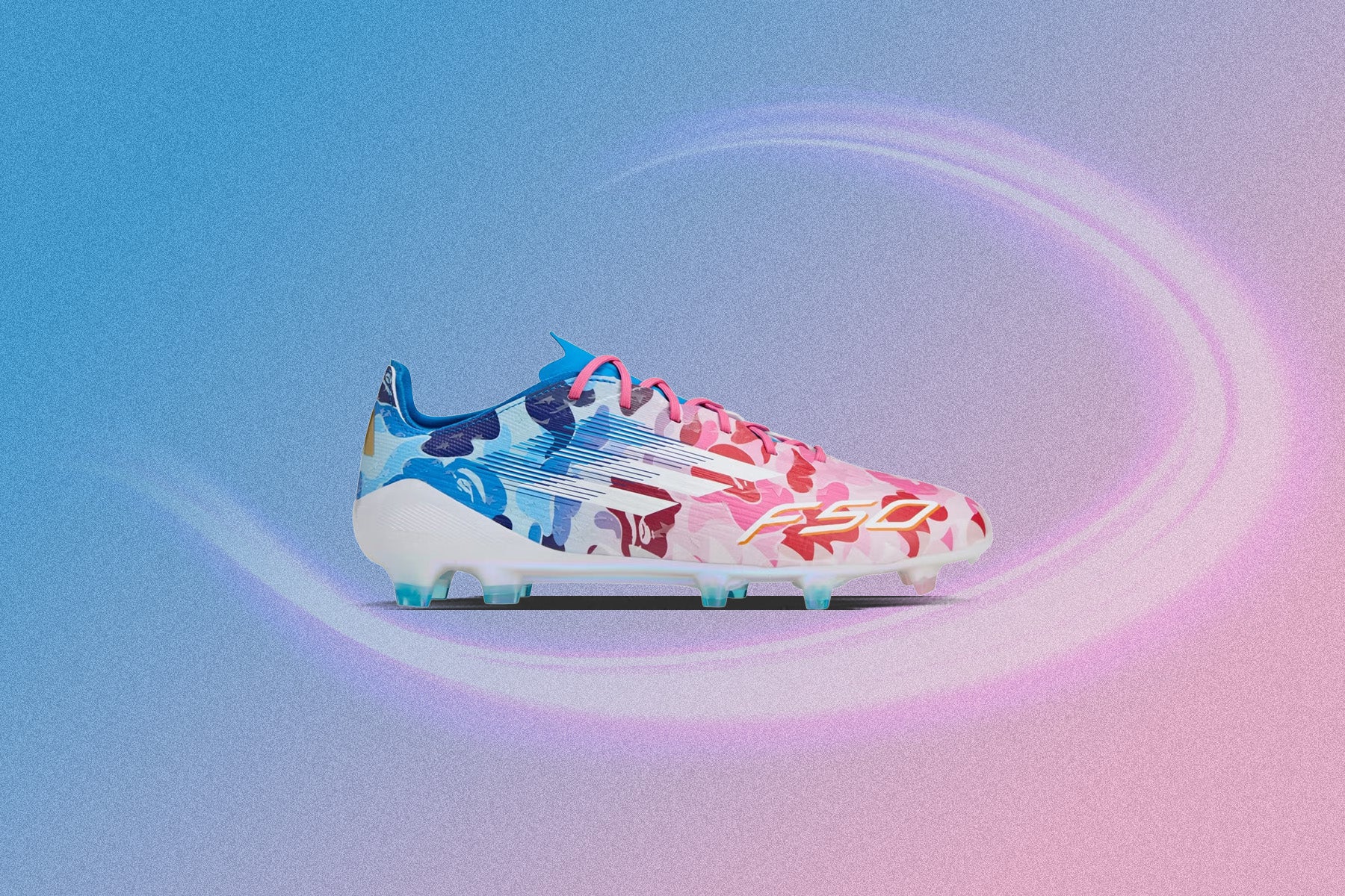 Adidas x BAPE F50 Elite Firm Ground Cleats - Clear Pink/Cloud White/Icey Blue - Image 5