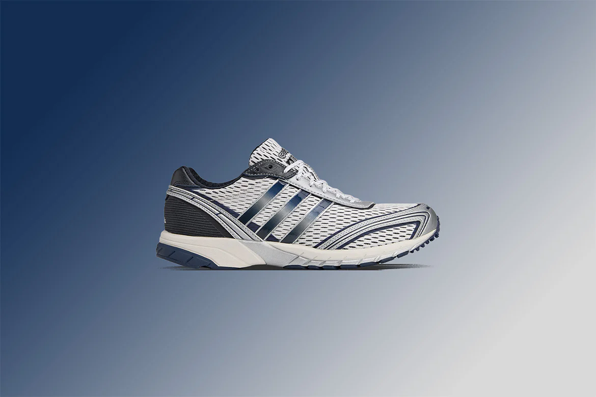 Adidas x Sporty & Rich Women's Adizero Adios - Cloud White/Collegiate Navy/Cloud White - Image 5
