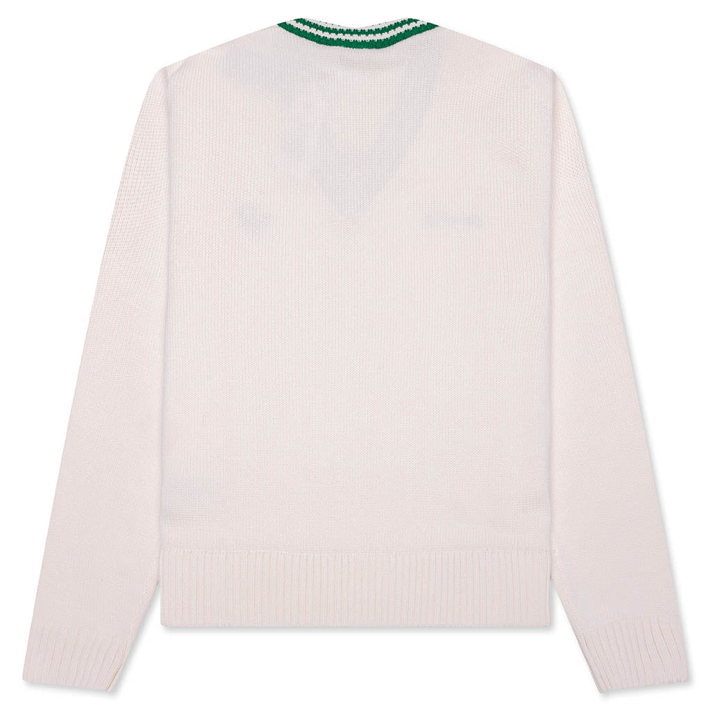 Women's Adidas x Sporty & Rich V-Neck Sweater - Off White/Night Navy - Image 2