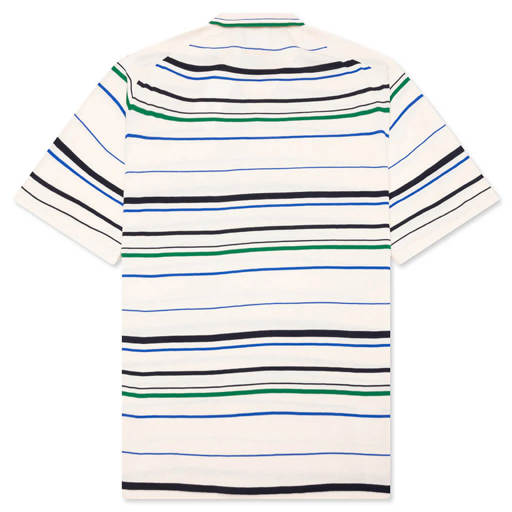 Adidas x Wales Bonner Knit Polo - Wonder White/Green/Blue Bird - Image 2