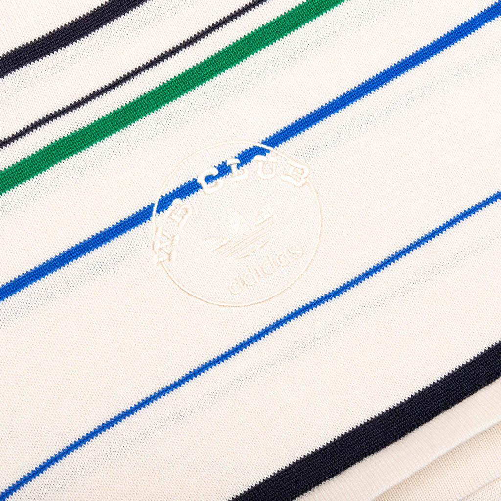 Adidas x Wales Bonner Knit Polo - Wonder White/Green/Blue Bird - Image 4