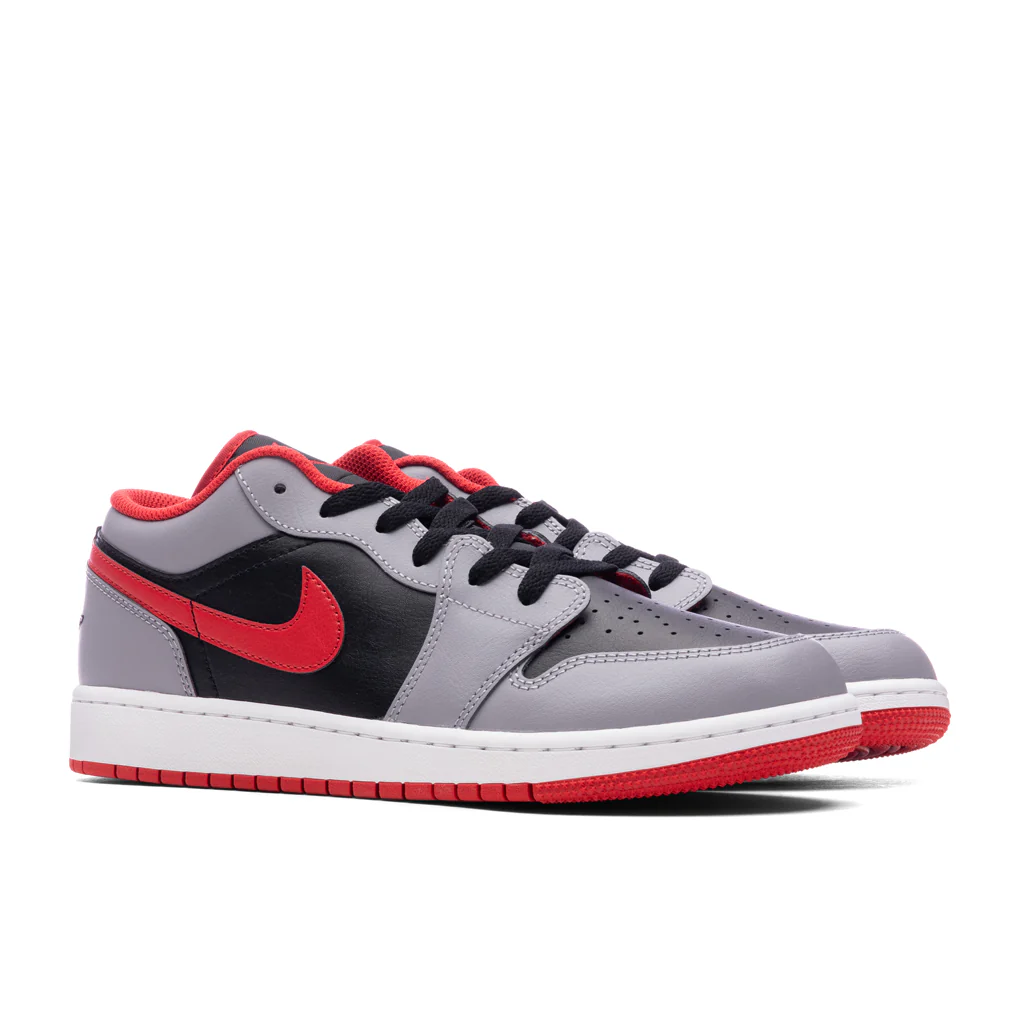Air Jordan 1 Low (GS) - Black/Fire Red/Cement Grey/White - Image 2