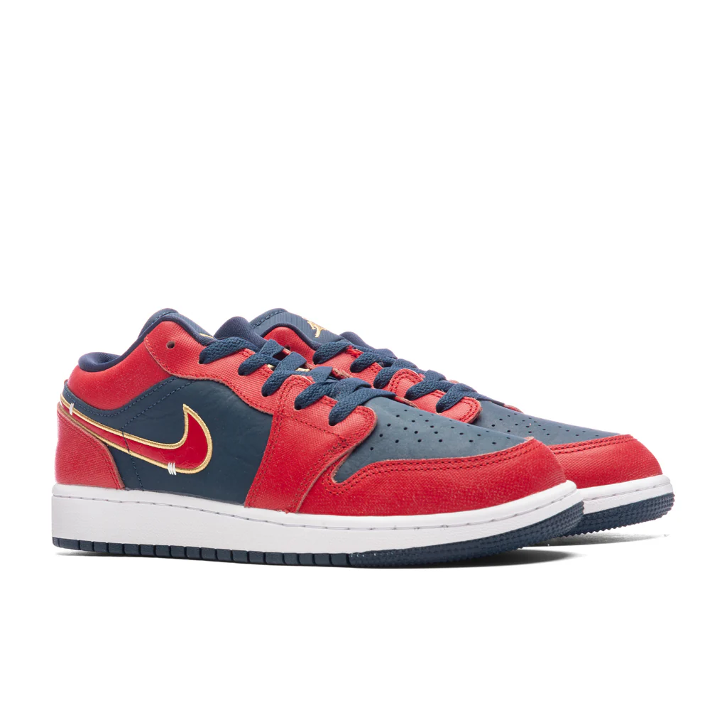 Air Jordan 1 Low SE (GS) - Armory Navy/Sport Red/Metallic Gold - Image 2