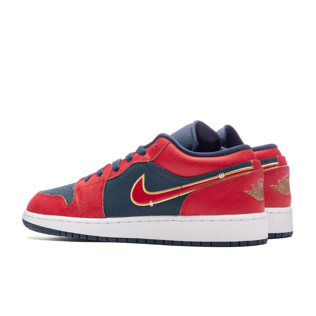 Air Jordan 1 Low SE (GS) - Armory Navy/Sport Red/Metallic Gold - Image 3