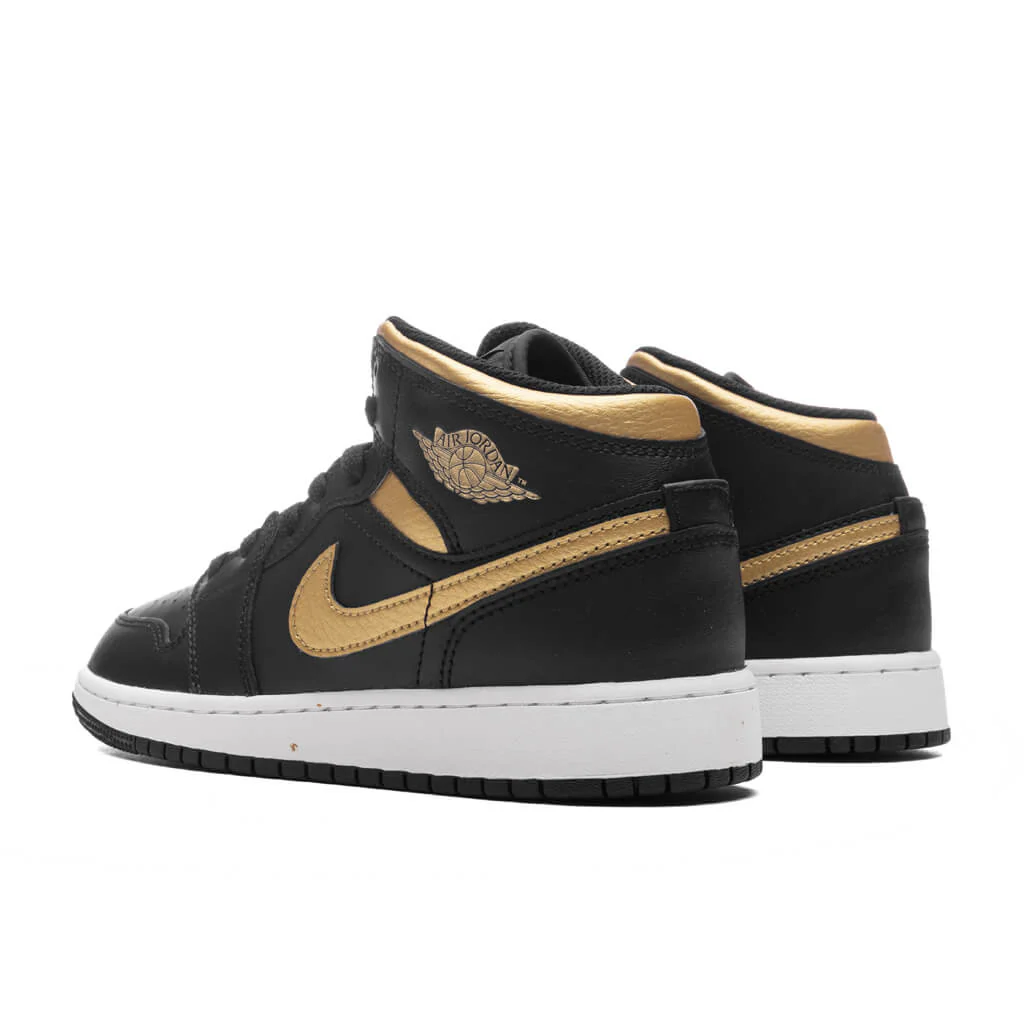 Air Jordan 1 Mid (GS) - Black/Metallic Gold/White - Image 3