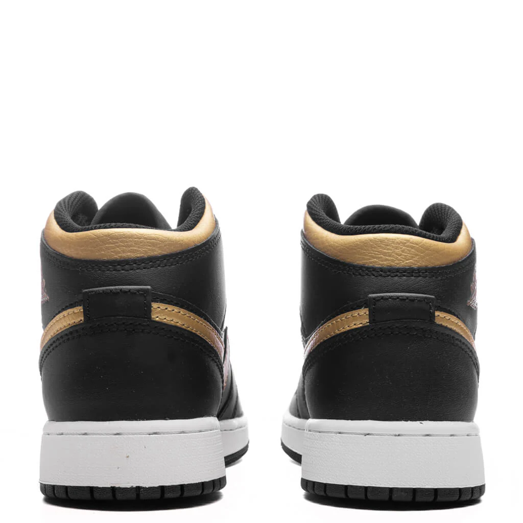Air Jordan 1 Mid (GS) - Black/Metallic Gold/White - Image 4