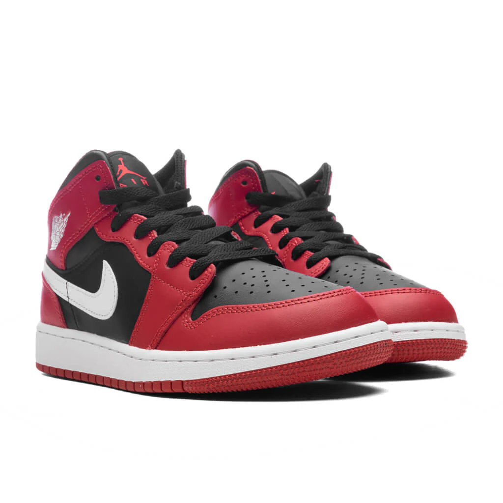 Air Jordan 1 Mid (GS) - Black/White/Gym Red - Image 2