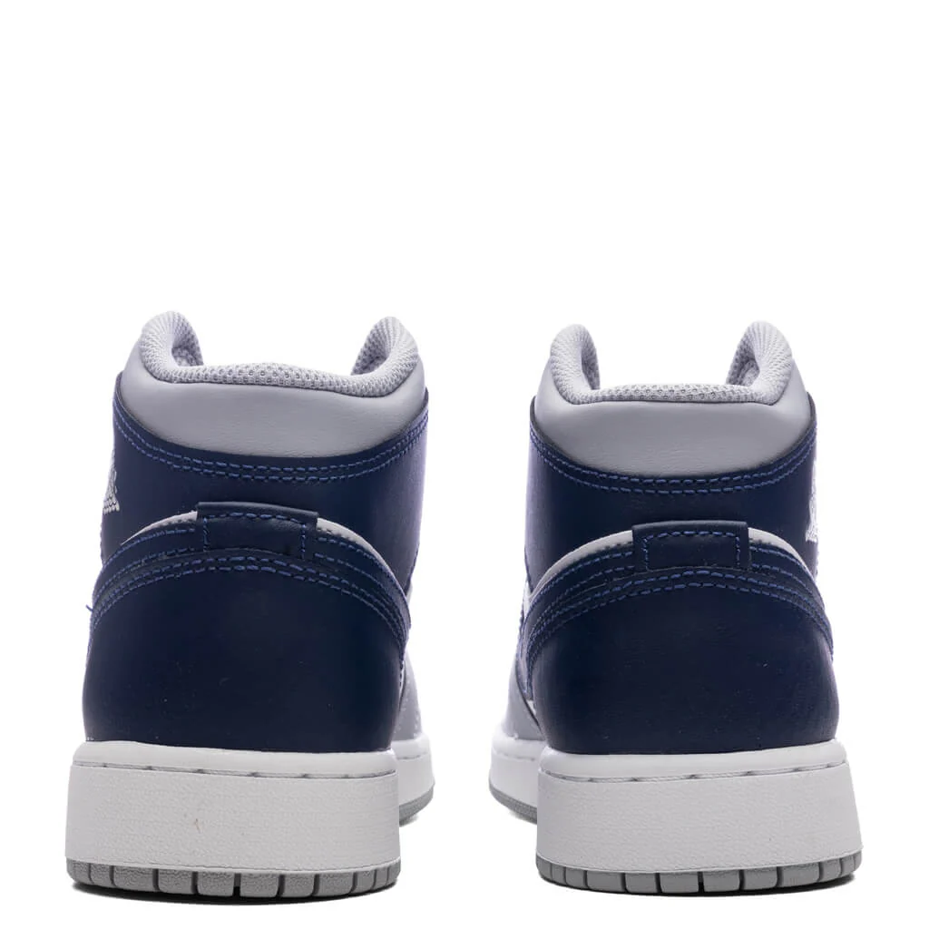 Air Jordan 1 Mid (GS) - White/Midnight Navy/Wolf Grey - Image 4