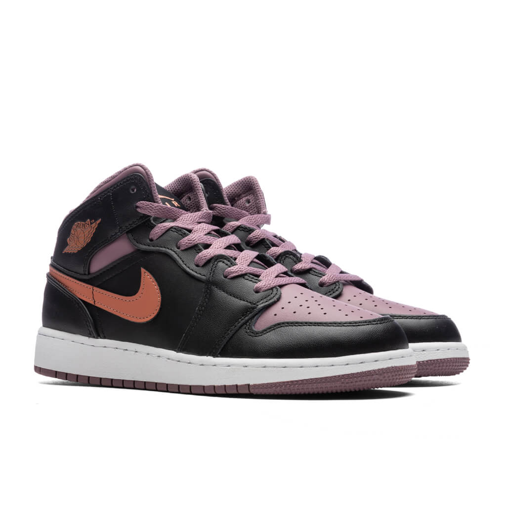 Air Jordan 1 Mid SE (GS) - Black/Sky J Orange/Sky J Mauve - Image 2