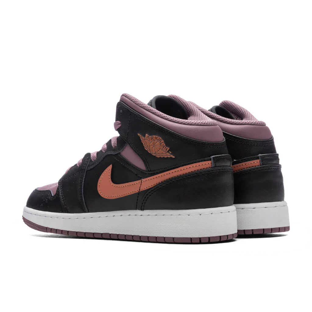 Air Jordan 1 Mid SE (GS) - Black/Sky J Orange/Sky J Mauve - Image 3