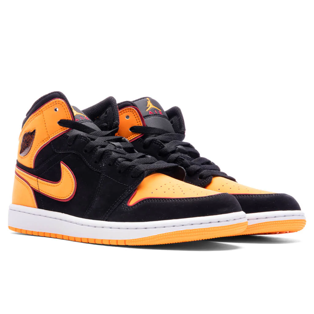 Air Jordan 1 Mid SE - Black/Vivid Orange/Cardinal Red - Image 2