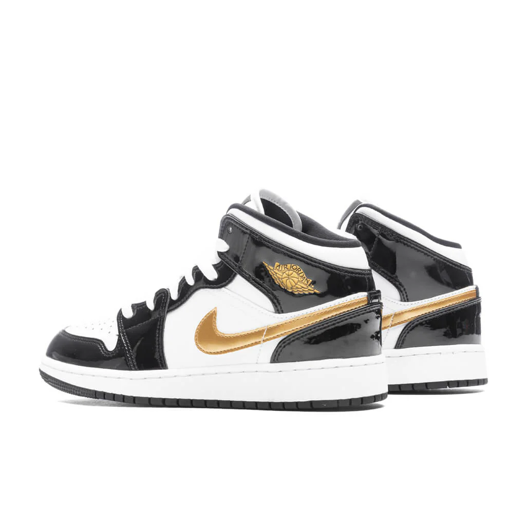 Air Jordan 1 Mid SE (GS) 'Black Gold' - Black/Metallic Gold/White - Image 3