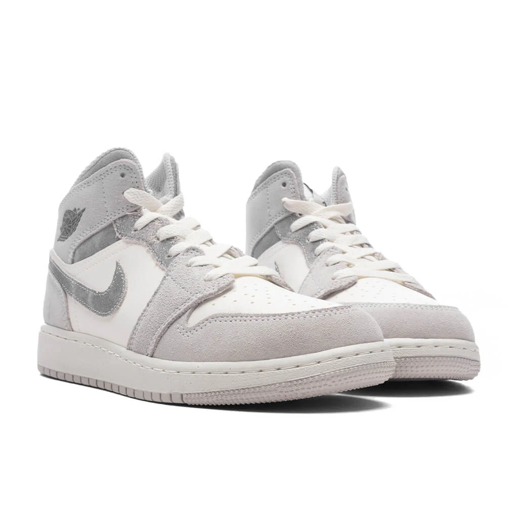 Air Jordan 1 Mid SE (GS) - Neutral Grey/Smoke Grey/Sail - Image 2