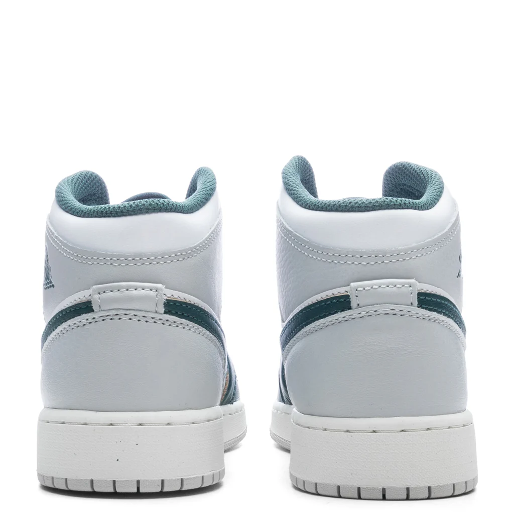 Air Jordan 1 Mid SE (GS) - White/Oxidized Green/Sail/Neutral Grey - Image 4