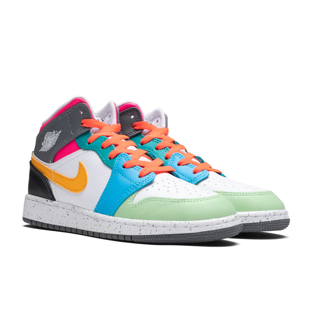 Air Jordan 1 Mid SE (GS) - White/Taxi/Dark Shadow/Hyper Pink - Image 2