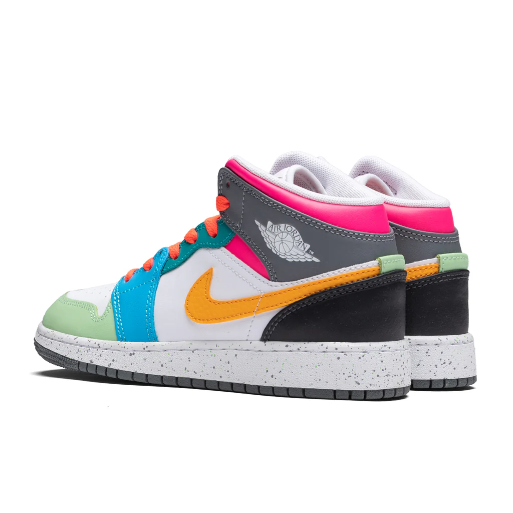 Air Jordan 1 Mid SE (GS) - White/Taxi/Dark Shadow/Hyper Pink - Image 3