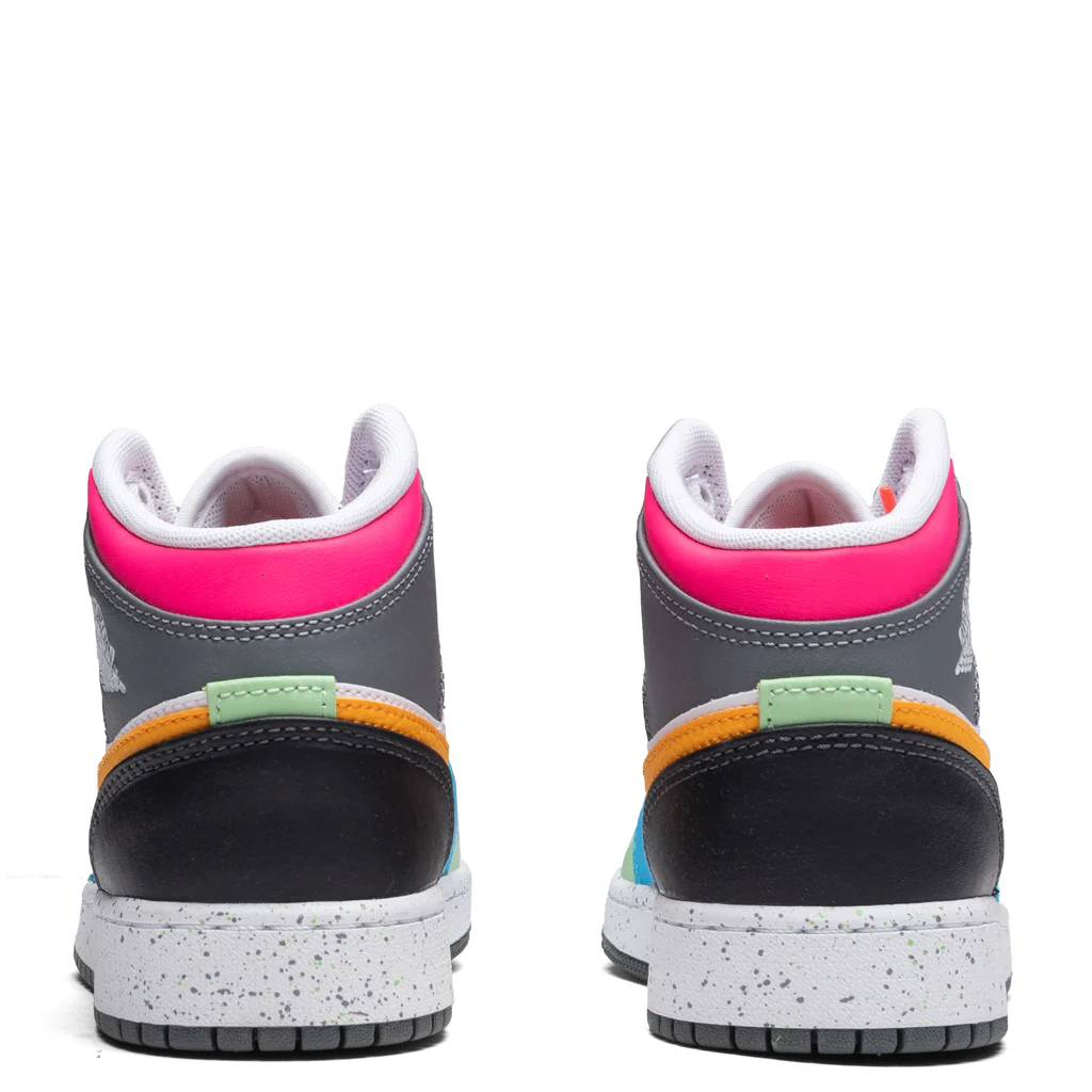 Air Jordan 1 Mid SE (GS) - White/Taxi/Dark Shadow/Hyper Pink - Image 4