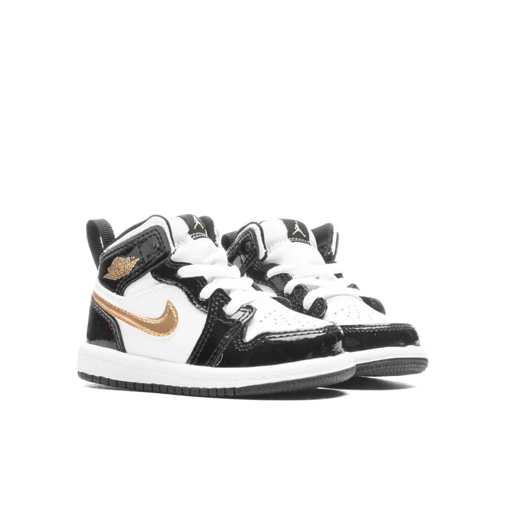 Air Jordan 1 Mid SE (TD) 'Black Gold' - Black/Metallic Gold/White - Image 2