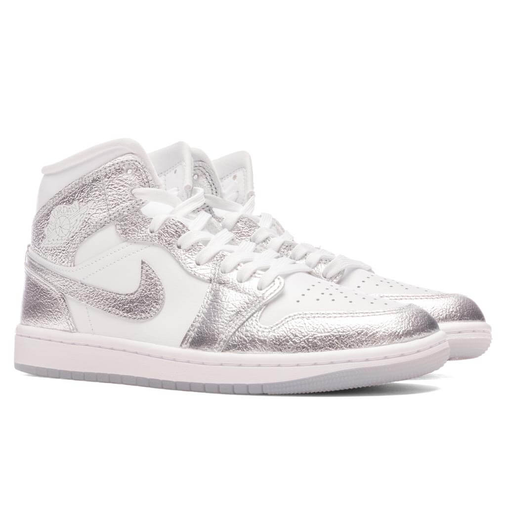Women's Air Jordan 1 Mid - White/Metallic Silver/Wolf Grey - Image 2