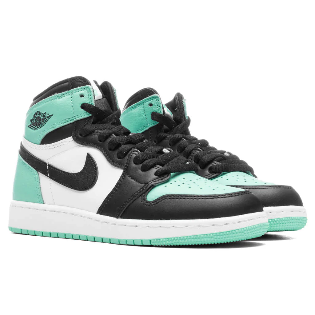 Air Jordan 1 Retro High OG (GS) - White/Black/Green Glow - Image 2