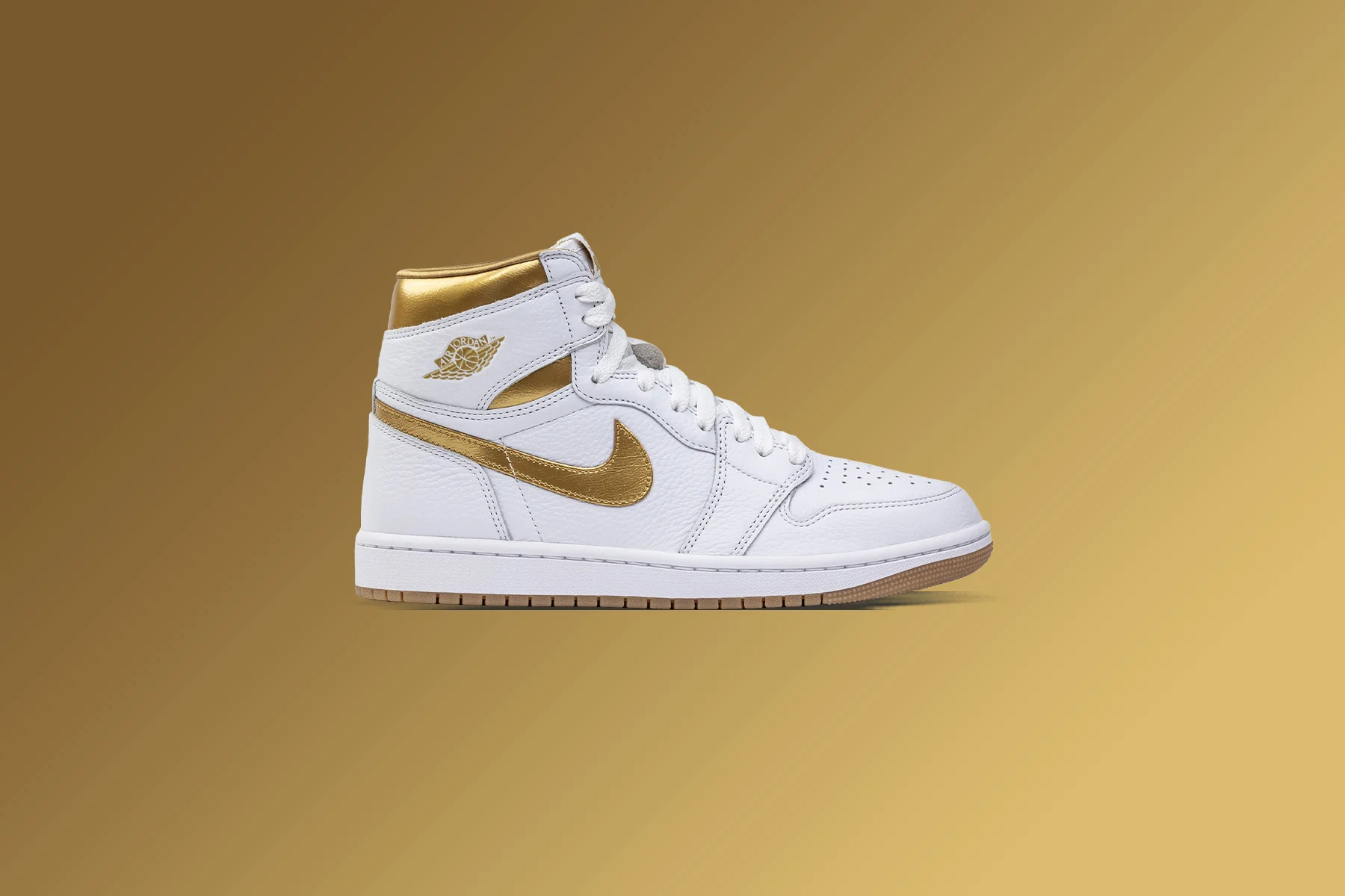Women's Air Jordan 1 Retro High OG - White/Metallic Gold/Gum Light Brown - Image 5