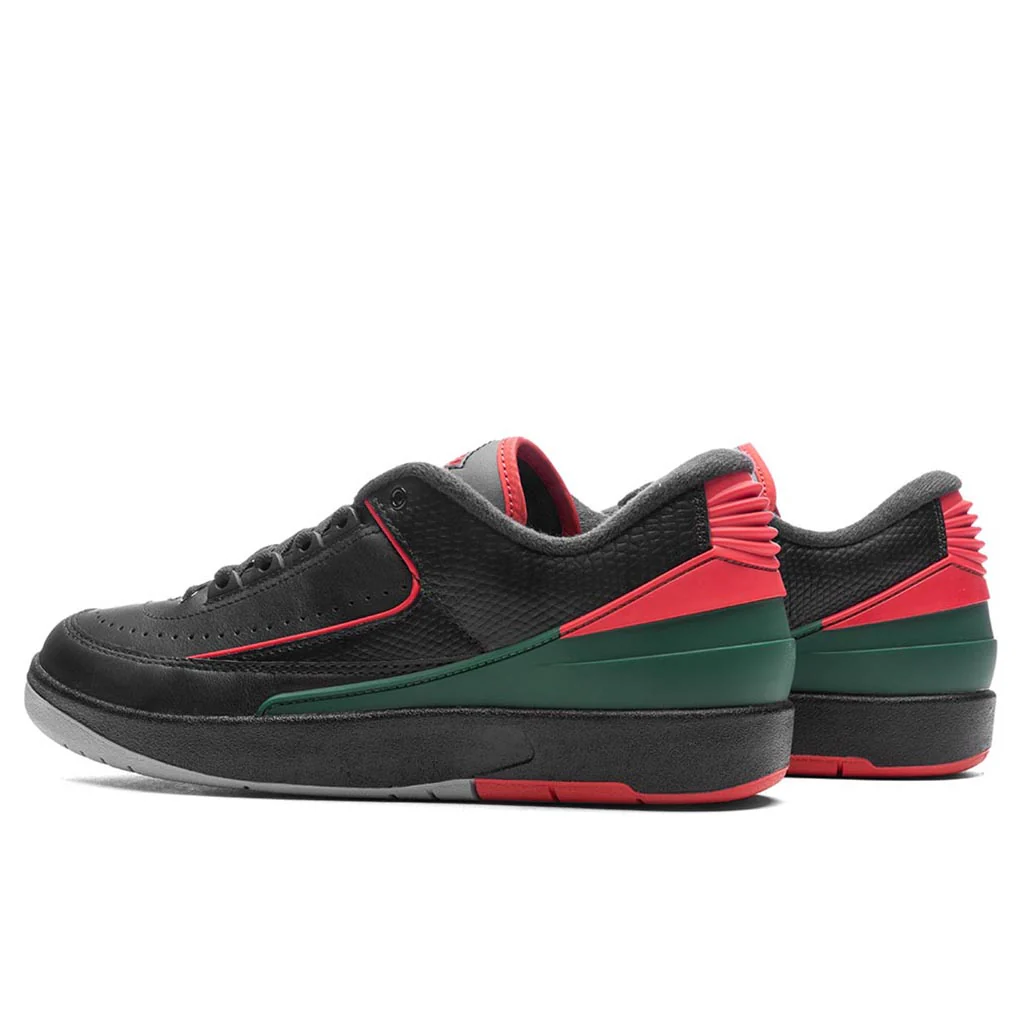 Air Jordan 2 Retro Low 'Christmas' - Black/Fire Red/Cement Grey - Image 3