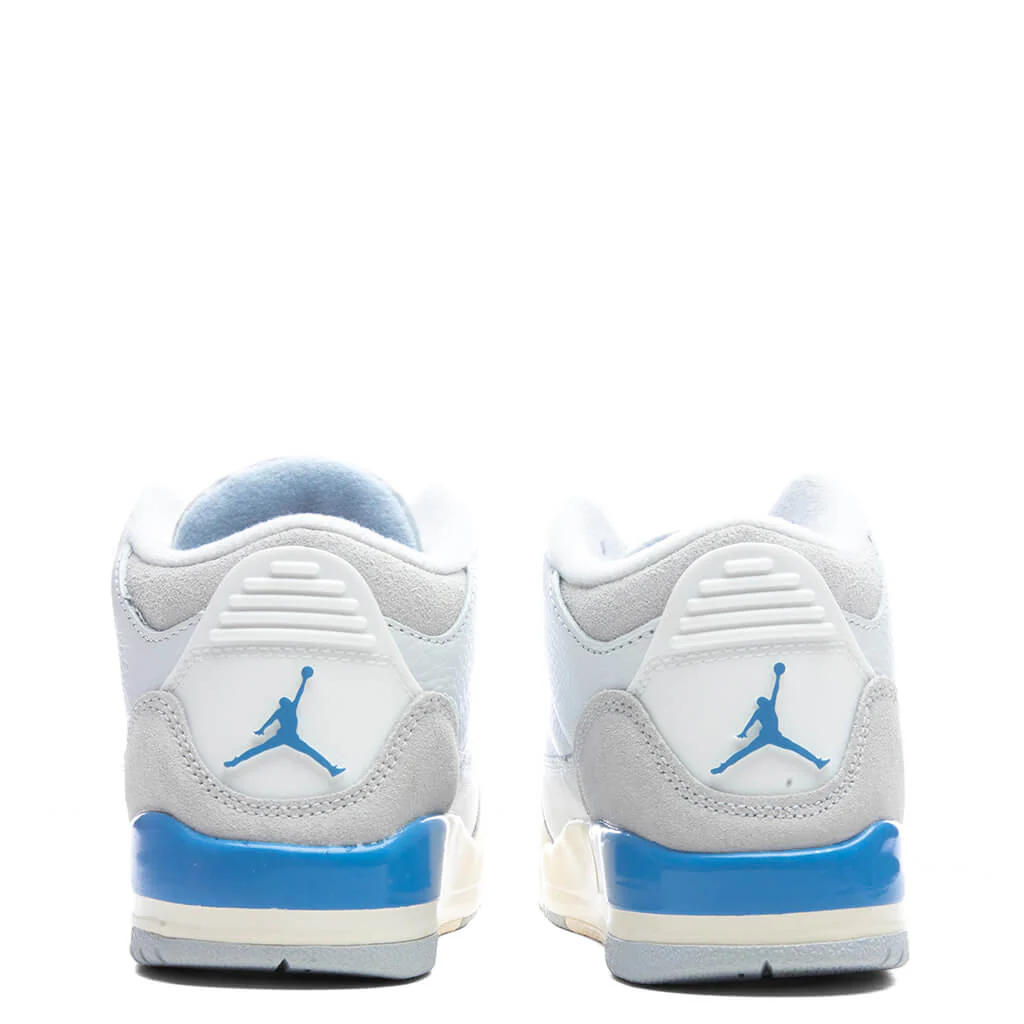 Air Jordan 3 Retro 'Lucky Shorts' (PS) - Summit White/Hydrogen Blue/Legend Blue - Image 4