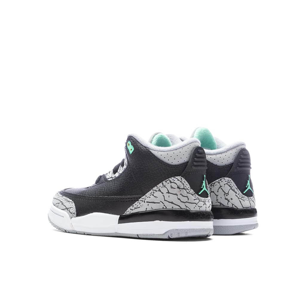 Air Jordan 3 Retro 'Green Glow' (TD) - Black/Green Glow/Wolf Grey - Image 3
