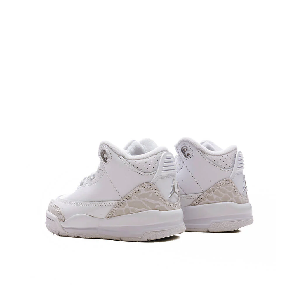 Air Jordan 3 Retro 'Pure Money' (TD) - White/Metalic Silver - Image 3