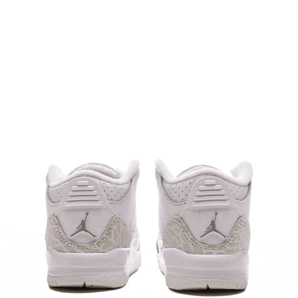Air Jordan 3 Retro 'Pure Money' (TD) - White/Metalic Silver - Image 4
