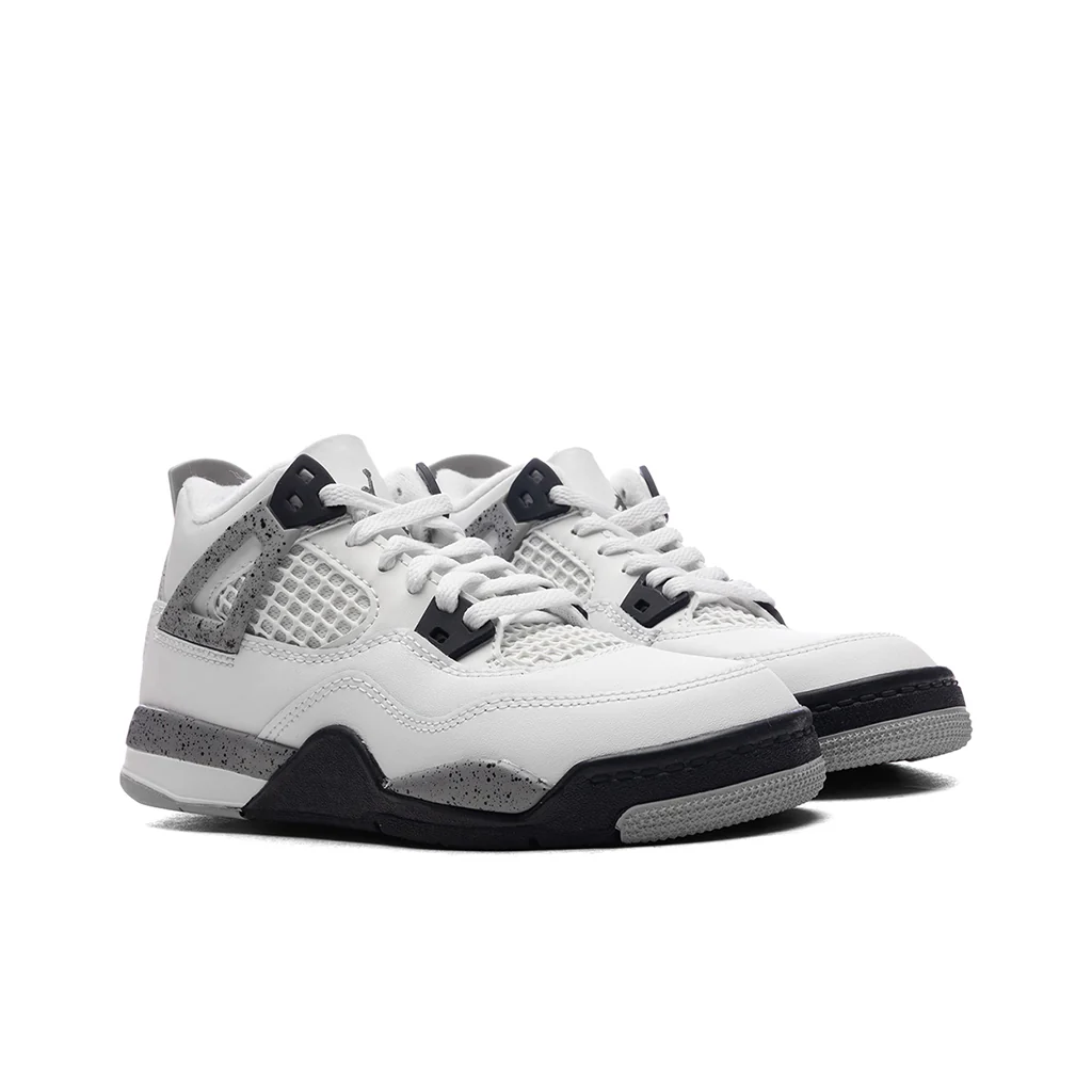 Air Jordan 4 Retro OG 'White Cement' (PS) - Summit White/Fire Red/Cement Grey/Black - Image 2