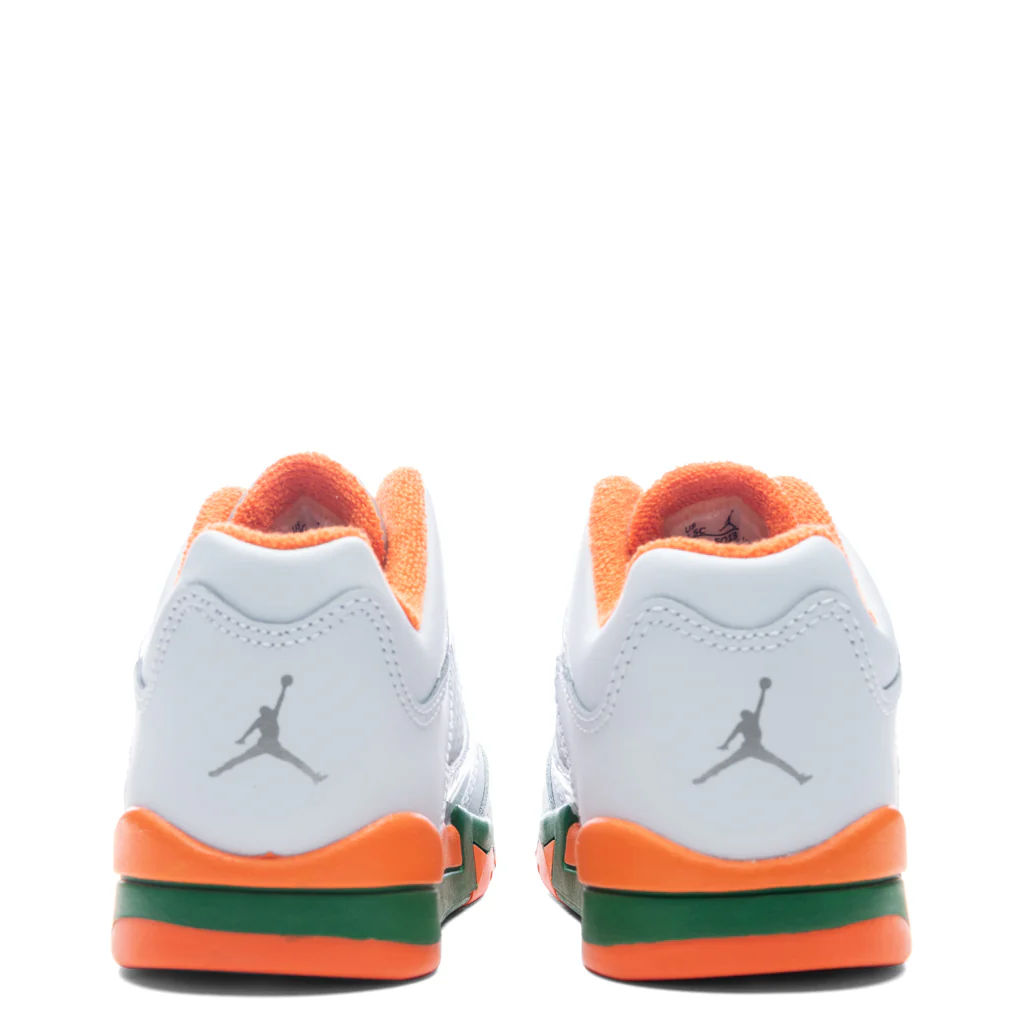 Air Jordan 5 Retro Low (PS) - Football Grey/Brilliant Orange/Pine Green - Image 4