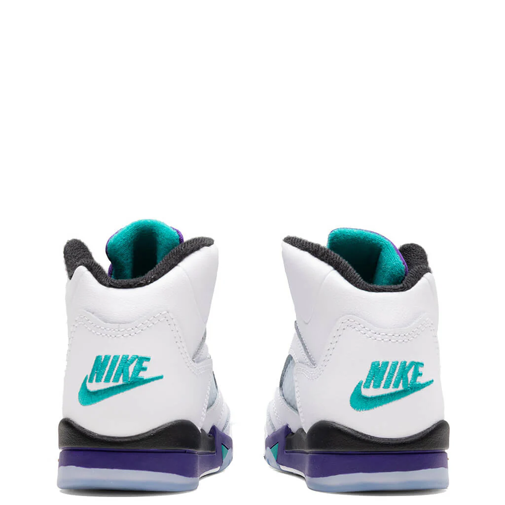 Air Jordan 5 Retro OG 'Grape' (PS) - White/New Emerald/Grape - Image 4