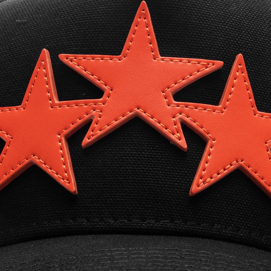 3 Star Canvas Hat - Black Orange - Image 2